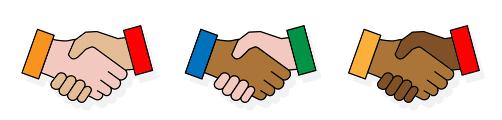 Handshake icons with different skin colors