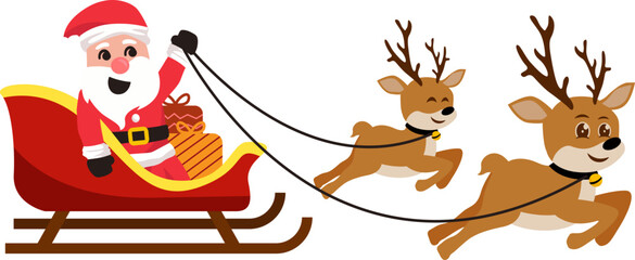 Santa claus character with reindeer, christmas icon.