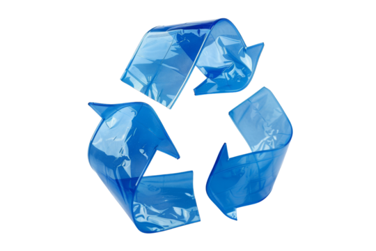 Blue Recycle Symbol Made of Plastic