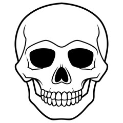 Skull black outline vector illustration 