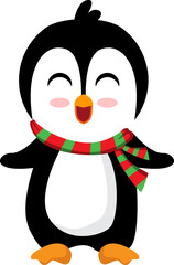 Penguin character celebrating a christmas party