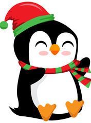 Penguin character celebrating a christmas party