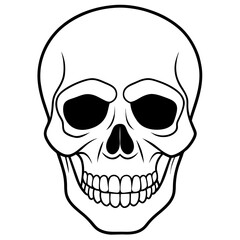 Skull black outline vector illustration 