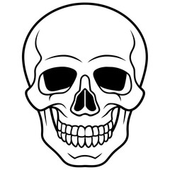 Skull black outline vector illustration 