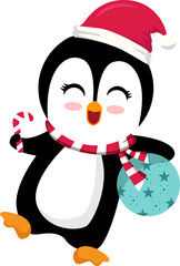 Penguin character celebrating a christmas party