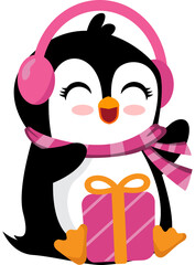 Penguin character celebrating a christmas party