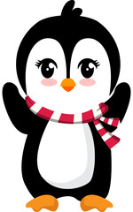 Penguin character celebrating a christmas party