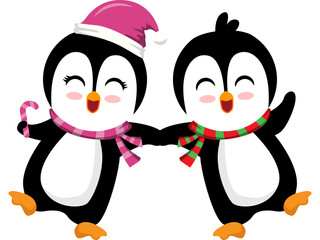 Penguin character celebrating a christmas party