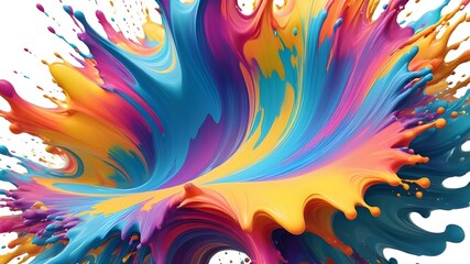 Obraz premium Abstract circle liquid motion flow explosion. Curved wave colorful pattern with paint drops on white background