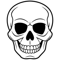 Skull black outline vector illustration 