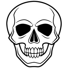 Skull black outline vector illustration 