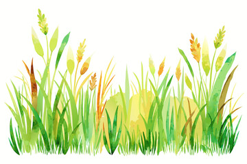 Watercolor Grass Borders Clipart Black Silhouette,grass, nature, spring, field, meadow, summer, plant, sky, lawn, flower, vector, illustration, 