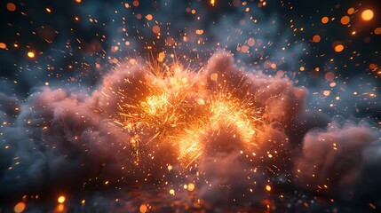 Fototapeta premium Utilize long exposure capture the mesmerizing movement of fireworks exploding in a burst of color against the night sky
