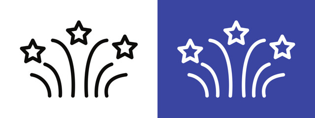 Fireworks icon set. Festive fireworks vector illustrations for celebrations and events. Ideal for New Year�s Eve, Independence Day, and other festive occasions.