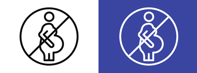 Forbidden pregnant icon set. Prohibition signs for pregnancy restrictions. Useful for safety notices, health warnings, and restricted areas.