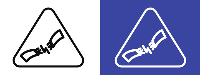 Short circuit icon set. Electrical hazard and safety vector symbols. Perfect for warning signs, safety notices, and instructional materials.