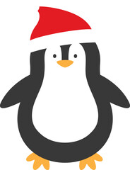 Penguin flat character celebrating a christmas party