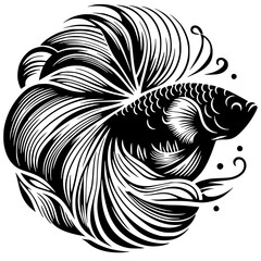 Betta fish design silhouette