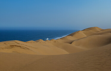 Sandwich harbour dunes, morning, sunrise landscape.. Walvis Bay Namibia Africa.	

