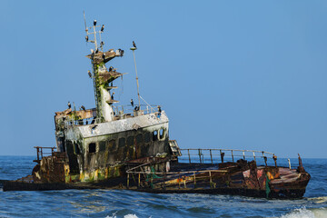 Ship Wreck along the Skeleton Coast in Western Namibia 
