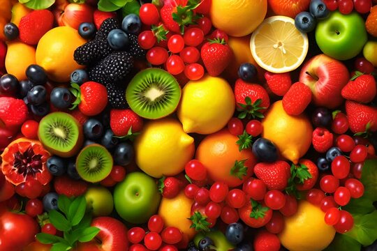 Healthy fruits on background