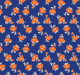 Obraz premium Japanese Pretty Flower Fall Vector Seamless Pattern