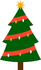 Flat decorative christmas tree icon