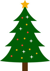 Flat decorative christmas tree icon