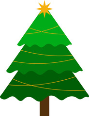 Flat decorative christmas tree icon