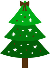 Flat decorative christmas tree icon