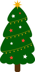 Flat decorative christmas tree icon