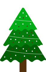 Flat decorative christmas tree icon