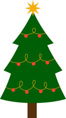 Flat decorative christmas tree icon