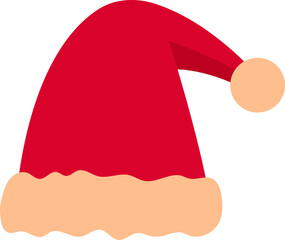 Santa hat, flat vector christmas icon.