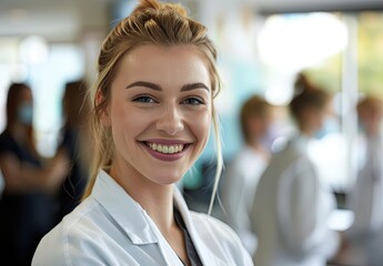 Fototapeta premium Smiling Female Doctor in White Coat
