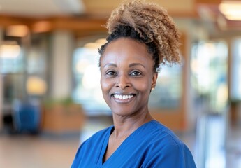 Obraz premium Portrait of a Smiling Black Female Healthcare Professional