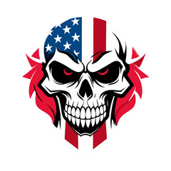 A powerful patriotic skull American flag in grunge-style vector illustration 