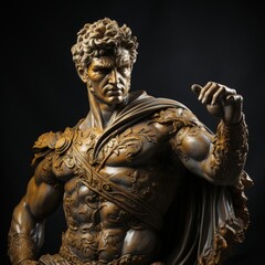 Obraz premium a statue of an ancient man with a gold sash