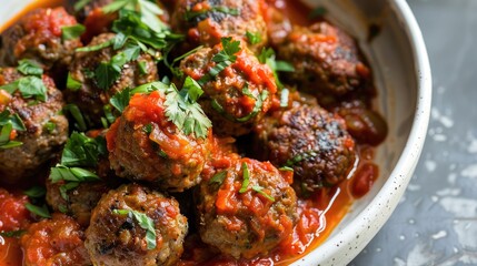 Spiced beef meatballs in a tomato sauce