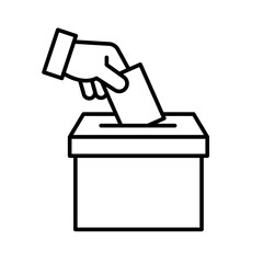 Hand voting ballot box icon, Election Vote concept, Hand putting paper in the voting box. Silhouette design for web site, logo, app, UI, Vector illustration