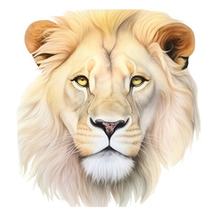 Detailed illustration of a majestic lion's face with intense eyes and flowing mane, showcasing the beauty and power of the king of the jungle.