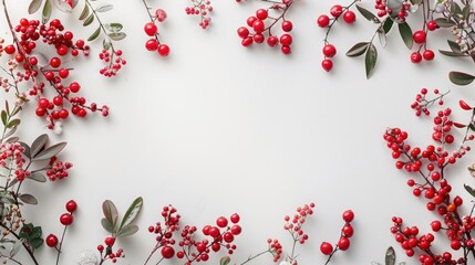 Background of festive berries and flowers