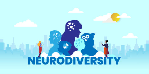 Neurodiversity banner, People with different mindsets, Human mind and experience diversity Concept With icons. Cartoon Vector People Illustration
Vector Formats