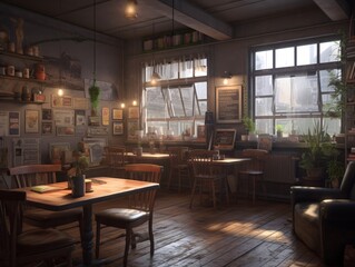 Cozy Coffee Shop Ambiance on a Rainy Day