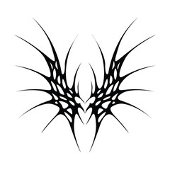 Neo tribal y2k gothic style tattoo. Cyber sigilism heart design. Vector illustration.