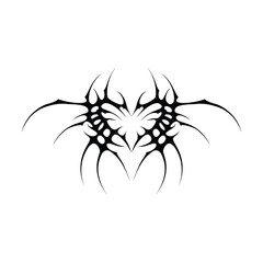 Neo tribal y2k gothic style tattoo. Cyber sigilism heart design. Vector illustration.