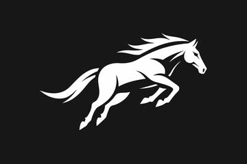 Flat vector logo for horse jumping, simple graphic design,horse, animal, vector, illustration, stallion, silhouette, farm, wild, running, black, pony, 