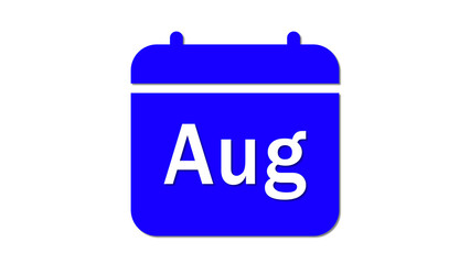 Blue calendar icon with August abbreviation