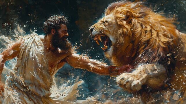 Hercules defeats the lion. ancient Greece