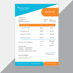Minimal invoice form template vector design